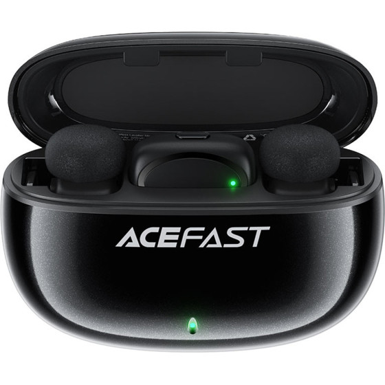 Acefast - Wireless Lavalier Microphones (R2) - Type-C, 360�, Noise Reduction, Dual-Mic Rec, 300mAh, Ultra-Low Latency - Black