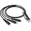 Hoco Cable 3in1 Usb C / Usb A To Lightning + Usb C + Micro Usb 1 m X123 black