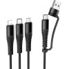 Hoco Cable 3in1 Usb C / Usb A To Lightning + Usb C + Micro Usb 1 m X123 black