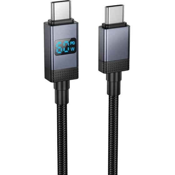 Hoco Cable Usb C To Usb C 3A 60W With Display 1 m X118 black