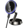 Hoco Car Holder With Wireless Charging For Center Console Compatible With Magsafe 15W HW33 Metal gray