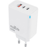 Maxlife MXTC-09-65ACc Gan Pd Qc Charger 2x USB-C 1x Usb 65W white