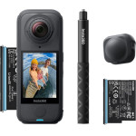 Insta360 X4 Air Starter Bundle - Lightweight 8K 360 Ai Actioncam Selfie stick, 2x battery, Lens Cap - (CINSAAFA/SE03)
