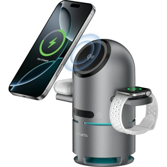 4sMarts Charging Station Chargebot Sound Qi2 Gray - (541602)