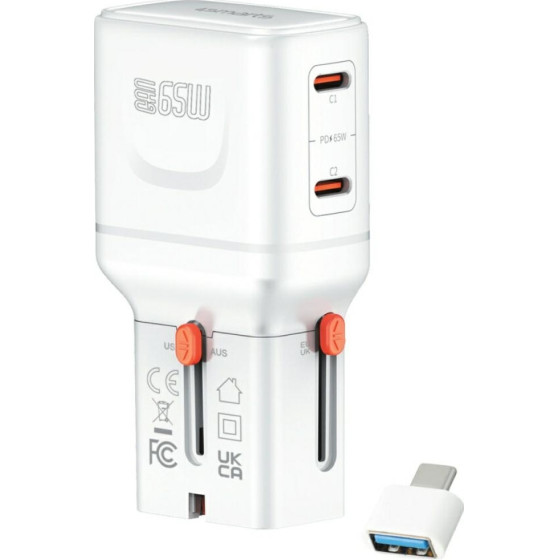 4sMarts Travel Charger World Travel Adapter Nomad Pocket 65W White - (541647)