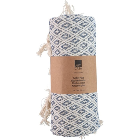 Articasa Arti Casa - Cotton Diamond Pattern Blanket 130x170 Cm (Blue / White) - (871125230192)
