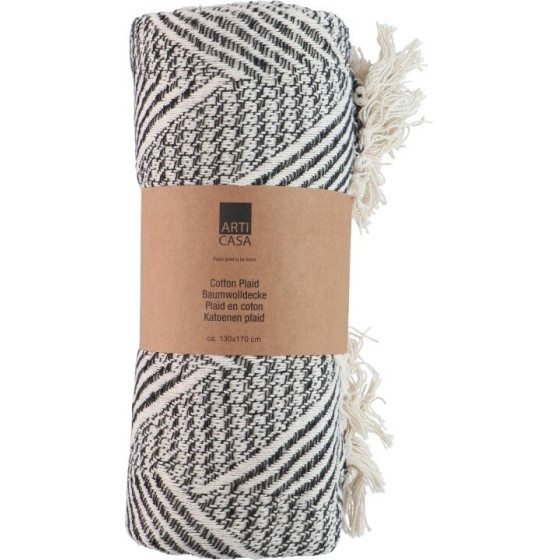 Articasa Arti Casa - Cotton Herringbone Blanket 130x170 Cm (Black / White) - (871125230195)
