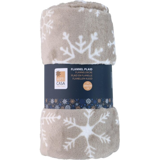Articasa Arti Casa - Flannel Christmas Blanket 150x200 Cm (Beige) - (8711252568423_BEIGE)