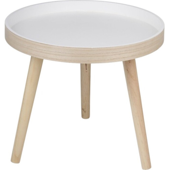 Articasa Arti Casa - Round Coffee Table For Living Room 40x36 Cm (White / Wood) - (871125200875)