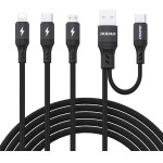 Dudao L3W USB-A/USB-C To Lightning/USB-C/Microusb 66W Cable - Black - (L3W black)