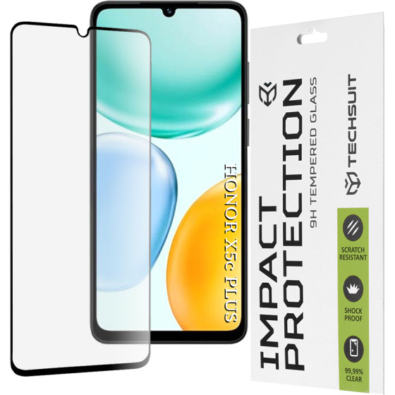 Techsuit - 111D Full Cover / Full Glue Glass - Honor X5c Plus - Black