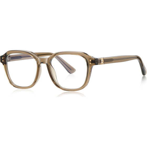 Techsuit - Anti-Blue Light Glasses Reflex Pc (2227) - For Men, Round, TR90&Metal Frame, Ac Lens - Transparent/Brown