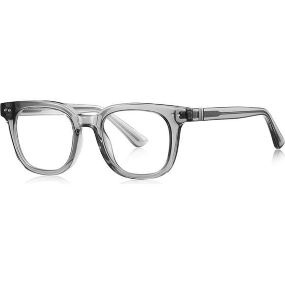 Techsuit - Anti-Blue Light Glasses Reflex Pc (2229) - For Men, Round, TR90&Metal Frame, Ac Lens - Transparent/Gray