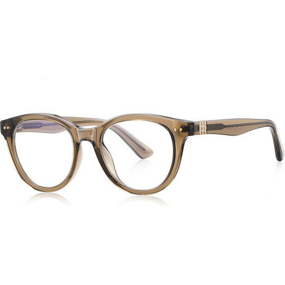 Techsuit - Anti-Blue Light Glasses Reflex Pc (2231) - For Men, Round, TR90&Metal Frame, Ac Lens - Transparent/Brown