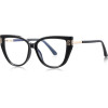 Techsuit - Anti-Blue Light Glasses Reflex Pc (2259) - For Women, Oversized, TR90&Metal Frame, Ac Lens - Black/Gold
