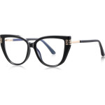 Techsuit - Anti-Blue Light Glasses Reflex Pc (2259) - For Women, Oversized, TR90&Metal Frame, Ac Lens - Black/Gold