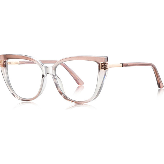 Techsuit - Anti-Blue Light Glasses Reflex Pc (2259) - For Women, Oversized, TR90&Metal Frame, Ac Lens - Transparent/Brown