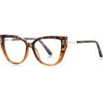 Techsuit - Anti-Blue Light Glasses Reflex Pc (2259) - For Women, Oversized, TR90&Metal Frame, Ac Lens - Transparent/Leopard