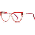 Techsuit - Anti-Blue Light Glasses Reflex Pc (2259) - For Women, Oversized, TR90&Metal Frame, Ac Lens - Transparent/Red