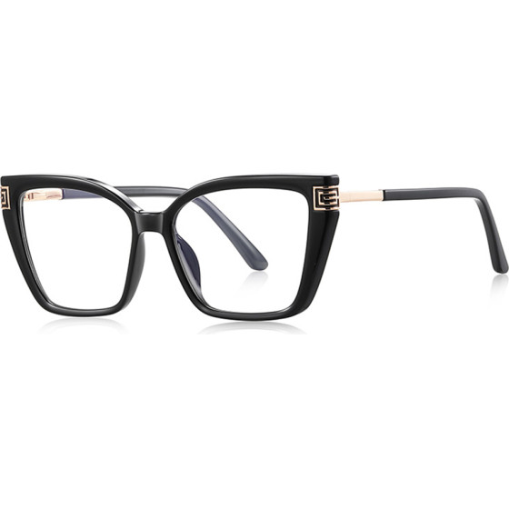Techsuit - Anti-Blue Light Glasses Reflex Pc (2260) - For Women, Rectangle, TR90&Metal Frame, Ac Lens - Black/Gold