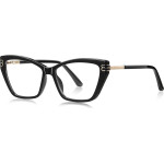 Techsuit - Anti-Blue Light Glasses Reflex Pc (2262) - For Women, Rectangle, TR90&Metal Frame, Ac Lens - Black