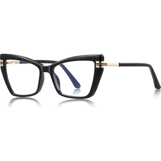 Techsuit - Anti-Blue Light Glasses Reflex Pc (2263) - For Women, Rectangle, TR90&Metal Frame, Ac Lens - Black