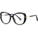 Techsuit - Anti-Blue Light Glasses Reflex Pc (2265) - For Women, Butterfly, TR90&Metal Frame, Ac Lens - Black/Gold