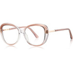 Techsuit - Anti-Blue Light Glasses Reflex Pc (2265) - For Women, Butterfly, TR90&Metal Frame, Ac Lens - Transparent/Brown