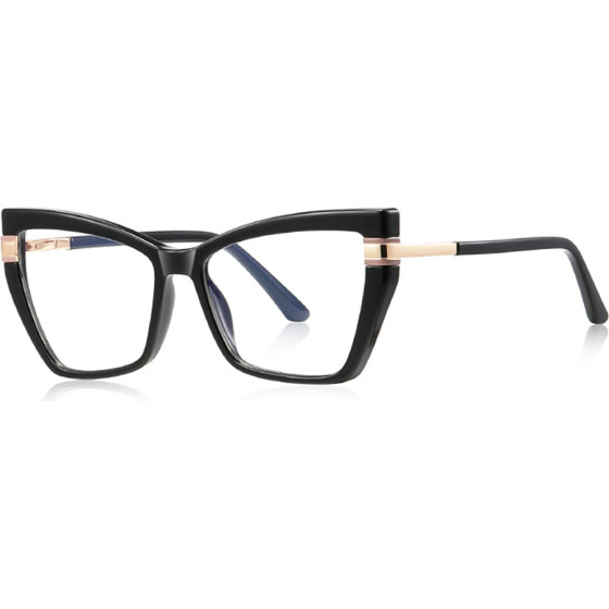 Techsuit - Anti-Blue Light Glasses Reflex Pc (2269) - For Women, Oversized, TR90&Metal Frame, Ac Lens - Black