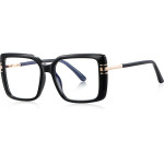 Techsuit - Anti-Blue Light Glasses Reflex Pc (2270) - For Women, Oversized, TR90&Metal Frame, Ac Lens - Black