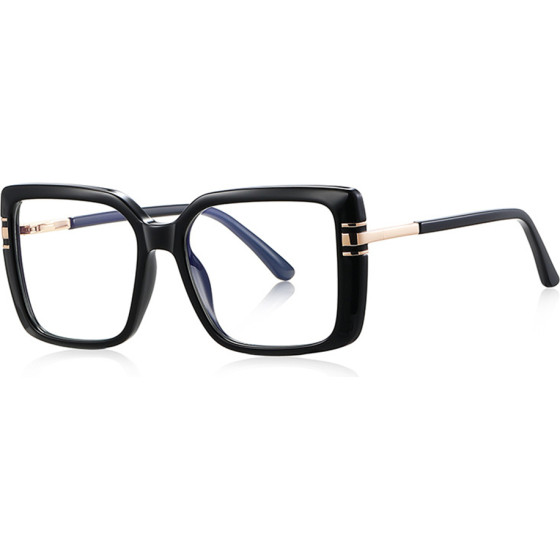 Techsuit - Anti-Blue Light Glasses Reflex Pc (2270) - For Women, Oversized, TR90&Metal Frame, Ac Lens - Black