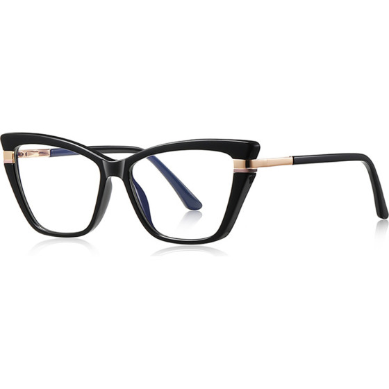 Techsuit - Anti-Blue Light Glasses Reflex Pc (2271) - For Women, Rectangle, TR90&Metal Frame, Ac Lens - Black