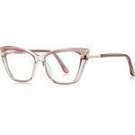 Techsuit - Anti-Blue Light Glasses Reflex Pc (2271) - For Women, Rectangle, TR90&Metal Frame, Ac Lens - Transparent/Brown