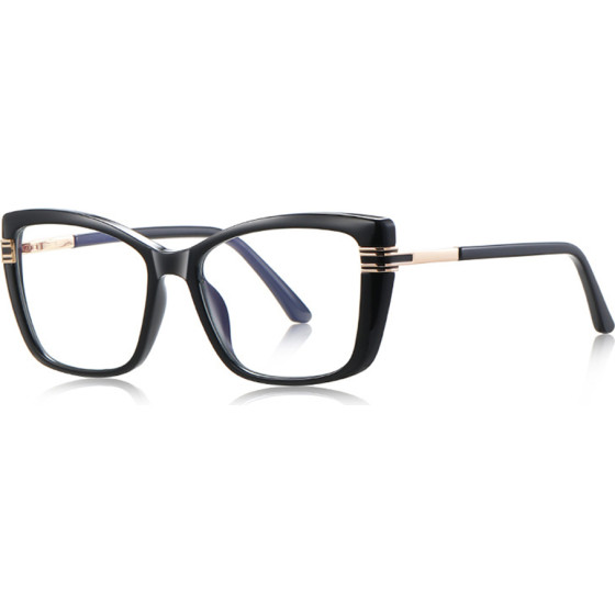 Techsuit - Anti-Blue Light Glasses Reflex Pc (2273) - For Women, Oversized, TR90&Metal Frame, Ac Lens - Black