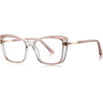 Techsuit - Anti-Blue Light Glasses Reflex Pc (2273) - For Women, Oversized, TR90&Metal Frame, Ac Lens - Transparent/Brown