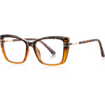 Techsuit - Anti-Blue Light Glasses Reflex Pc (2273) - For Women, Oversized, TR90&Metal Frame, Ac Lens - Transparent/Leopard