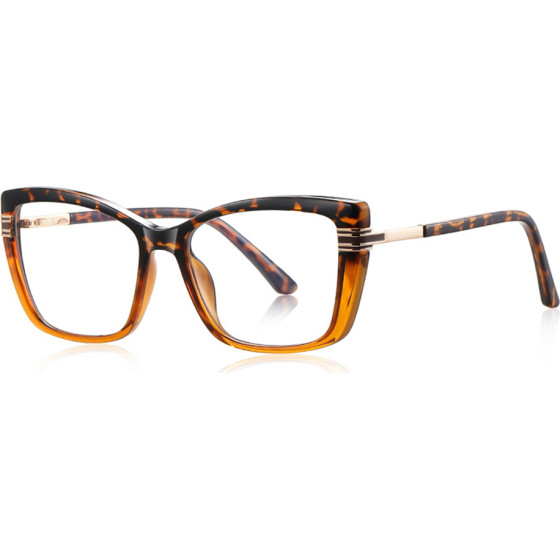 Techsuit - Anti-Blue Light Glasses Reflex Pc (2273) - For Women, Oversized, TR90&Metal Frame, Ac Lens - Transparent/Leopard