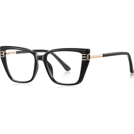 Techsuit - Anti-Blue Light Glasses Reflex Pc (2275) - For Women, Rectangle, TR90&Metal Frame, Ac Lens - Black/Gold