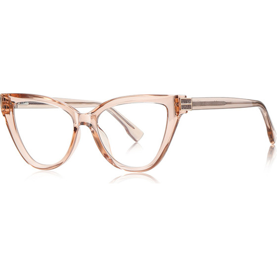 Techsuit - Anti-Blue Light Glasses Reflex Pc (2279) - For Women, Cat Eye, TR90&Metal Frame, Ac Lens - Transparent/Brown