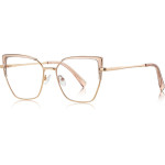Techsuit - Anti-Blue Light Glasses Reflex Pc (3156) - For Women, Cat Eye, Metal Frame, Ac Lens - Gold/Pink