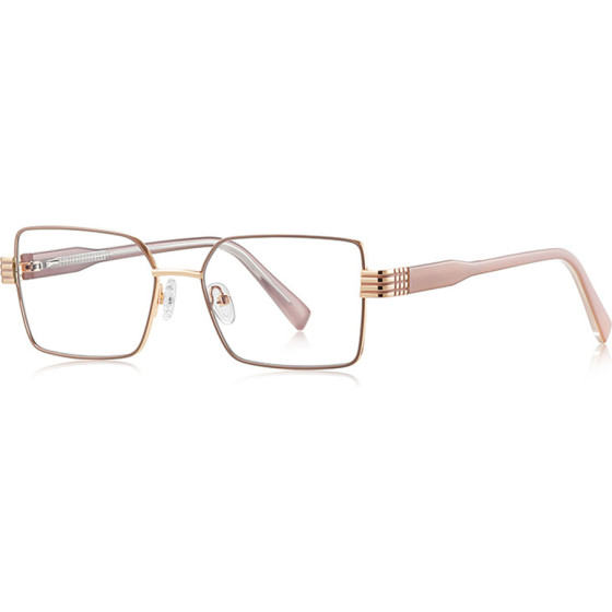 Techsuit - Anti-Blue Light Glasses Reflex Pc (3160) - For Women, Rectangle, Metal Frame, Ac Lens - Rose Gold