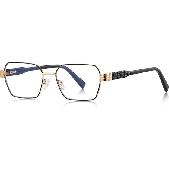 Techsuit - Anti-Blue Light Glasses Reflex Pc (3161) - For Women, Rectangle, Metal Frame, Ac Lens - Gold/Black
