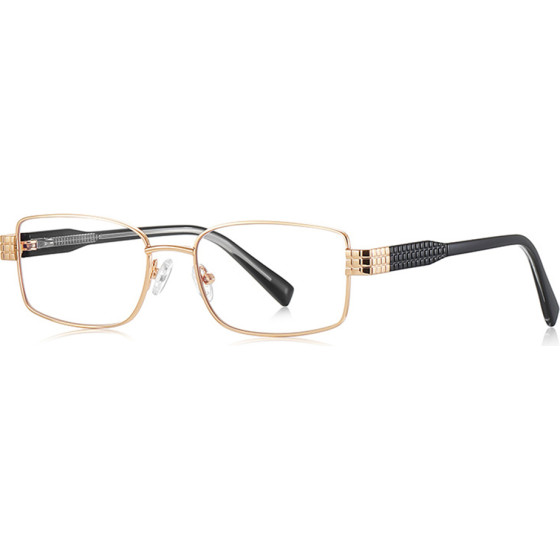 Techsuit - Anti-Blue Light Glasses Reflex Pc (3163) - For Women, Rectangle, Metal Frame, Ac Lens - Gold/Black