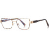 Techsuit - Anti-Blue Light Glasses Reflex Pc (3169) - For Women, Hexagonal, Metal Frame, Ac Lens - Brown/Leopard