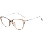 Techsuit - Anti-Blue Light Glasses Reflex Pc (86162) - For Women, Round, TR90&Metal Frame, Ac Lens - Silver/Vanilla