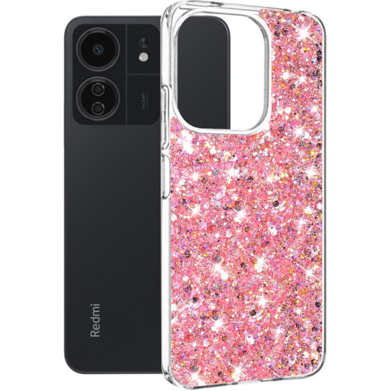 Techsuit - Sparkly Glitter - Xiaomi Redmi 13C 4G / 13C 5G / Poco M6 / C65 - Pink