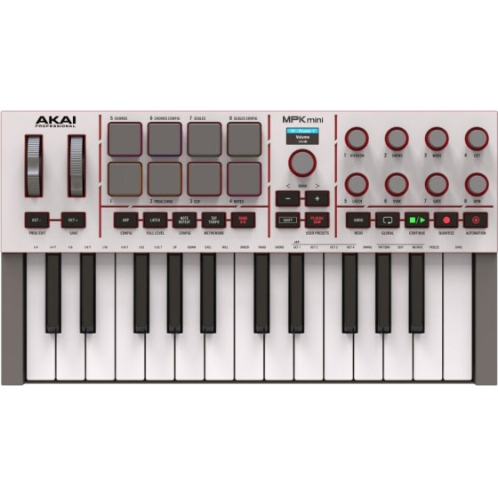 Akai Mpk Mini MK4 - Midi Controller / Control keypad, White - (AKAI Mpk Mini 4W)