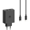Motorola Charger Wall Turbopower 125W Dual 2x USB-C With Cable USB-C 1m Black - (119MOTO125WDUO)