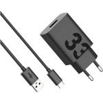Motorola Charger Wall Turbopower 33W USB-A With Cable USB-A To USB-C 1m Black - (119MOTO33W)