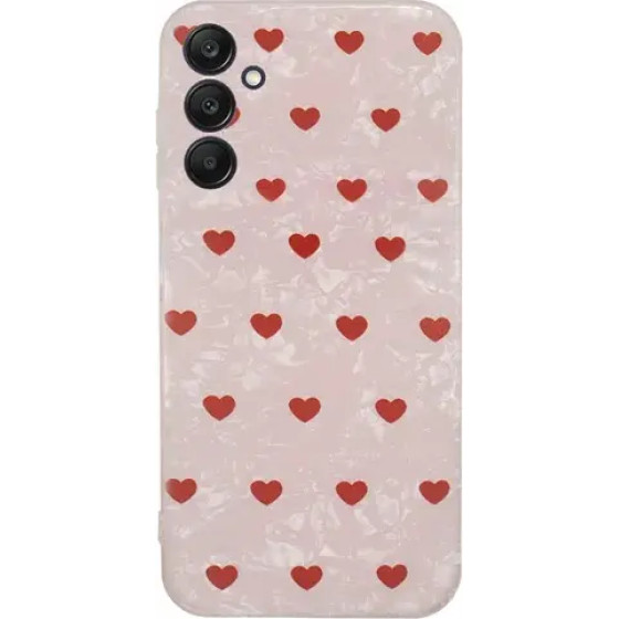 Vivid Heart Glitter Case Samsung Galaxy A25 5G Clear/Red - (CS-OFFC Case 5-2403003)
